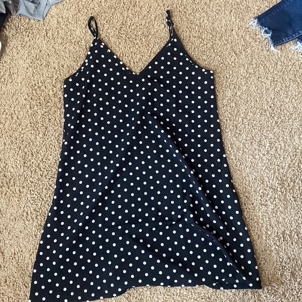 black poka dot dress
